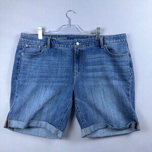 Talbots Flawless Girlfriend Shorts Women Size 20W High Rise Rolled Cuff Hem Blue